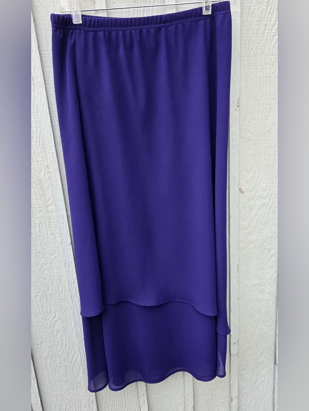 Vintage Caribe Inc Royal Purple Chiffon Layered Maxi Skirt Large USA Made